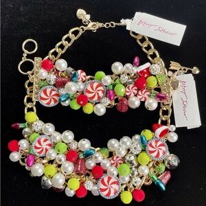 NWT BETSEY JOHNSON HOLIDAY CANDY STATEMENT BIB NECKLACE BRACELET CHRISTMAS SET